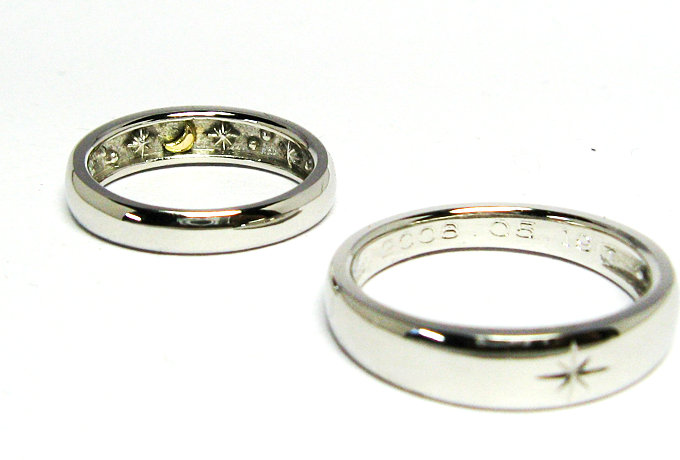 内側に図柄のある結婚指輪